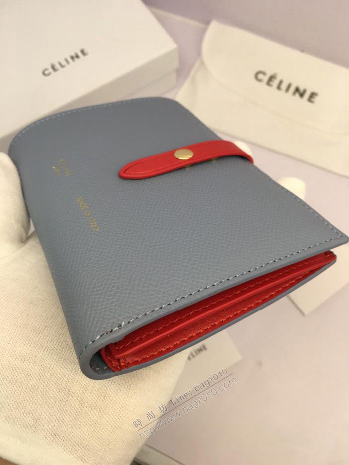 CELINE女包 賽琳專櫃款 搭扣拼色錢夾 0146 手掌紋牛皮 賽琳女錢包  sl2007